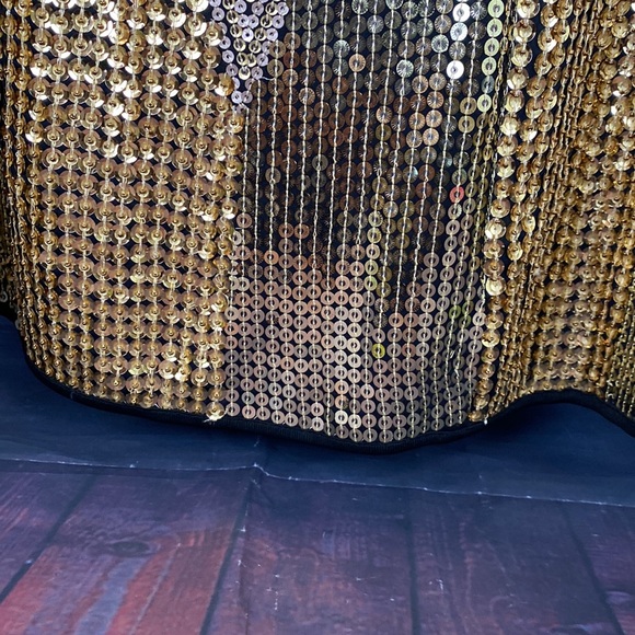 ZARA Gold LIMITED EDITION SEQUIN Geometric Diamond Pattern Skirt - Picture 6 of 9